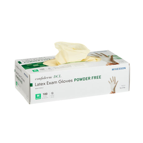 Exam Glove McKesson Confiderm® Medium NonSterile Latex Standard Cuff Length Smooth Ivory Not Rated - BeHope