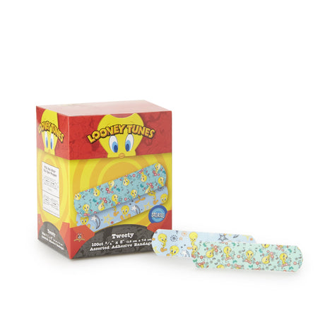 Adhesive Strip Looney Tunes™ Stat Strip® Plastic Kid Design (Tweety) 3/4 X 3 Inch Sterile - BeHope