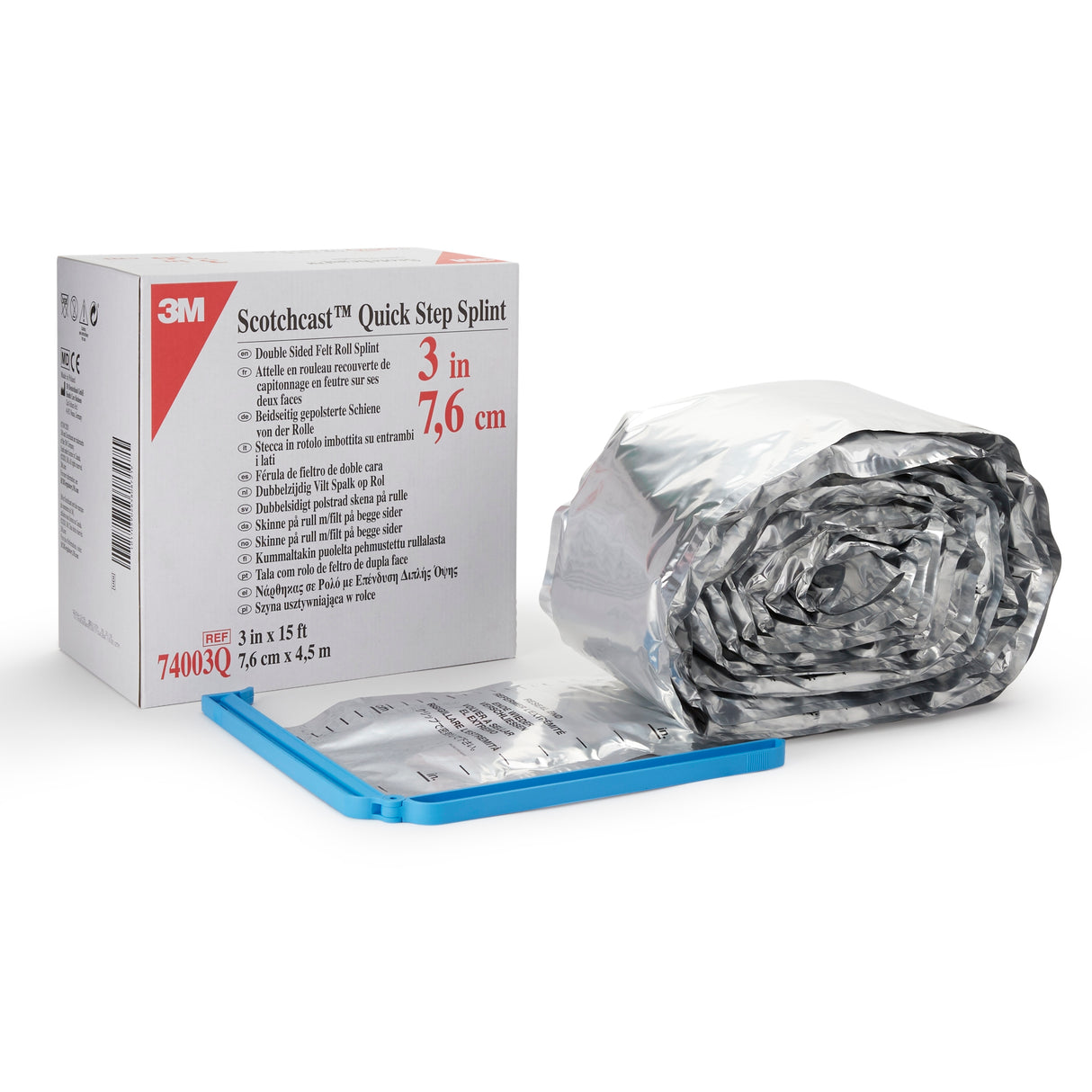 Padded Splint Roll 3M™ Scotchcast™ Quick Step Double Sided Felt 3 Inch X 15 Foot Felt / Fiberglass White - BeHope