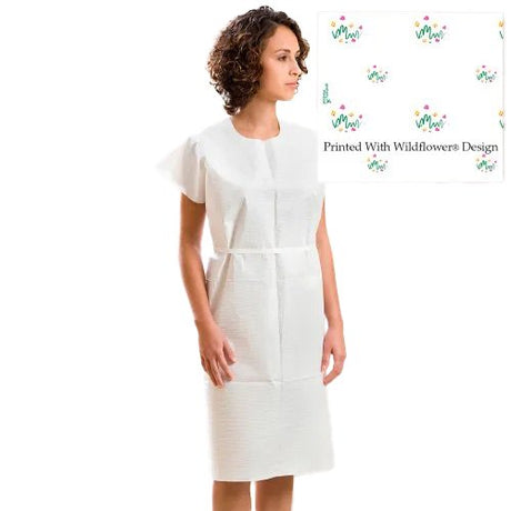 Patient Exam Gown Medium / Large Wildflower Print Disposable - BeHope