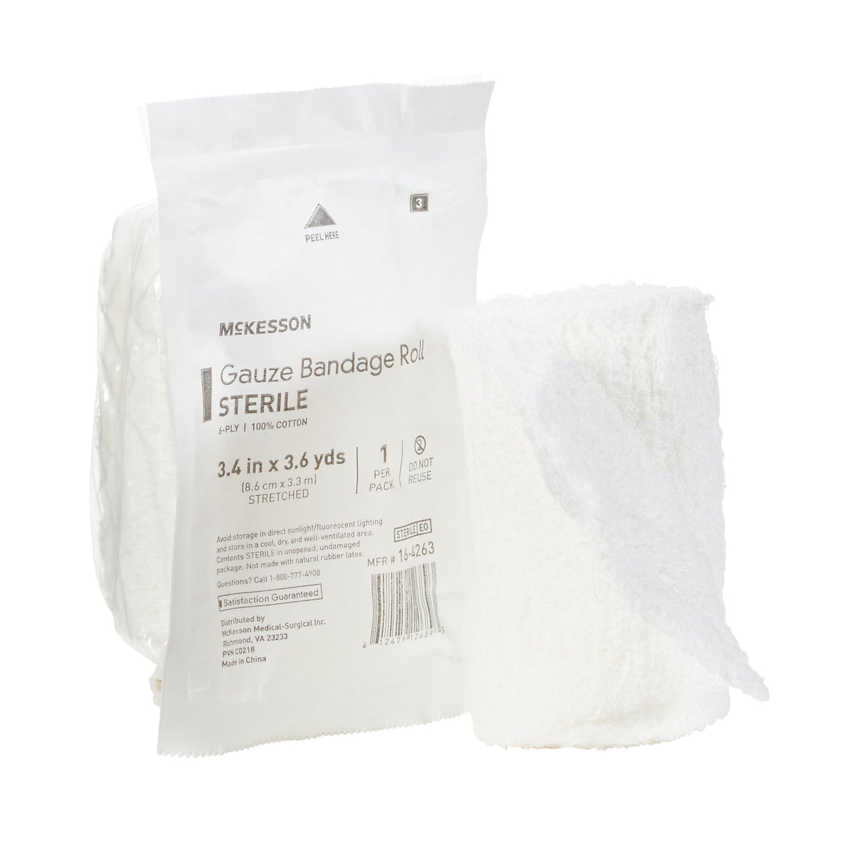 Fluff Bandage Roll McKesson 3-2/5 Inch X 3-3/5 Yard 6-Ply Sterile 1 per Pack - BeHope