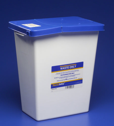 Pharmaceutical Waste Container Covidien® Sharp Safety White Base 18-3/4 H X 12-3/4 D X 18-1/4 W Inch Vertical Entry 12 Gallon - BeHope