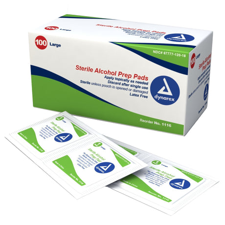 Alcohol Prep Pad Dynarex® 70% Strength Isopropyl Alcohol Individual Packet Large Sterile - BeHope