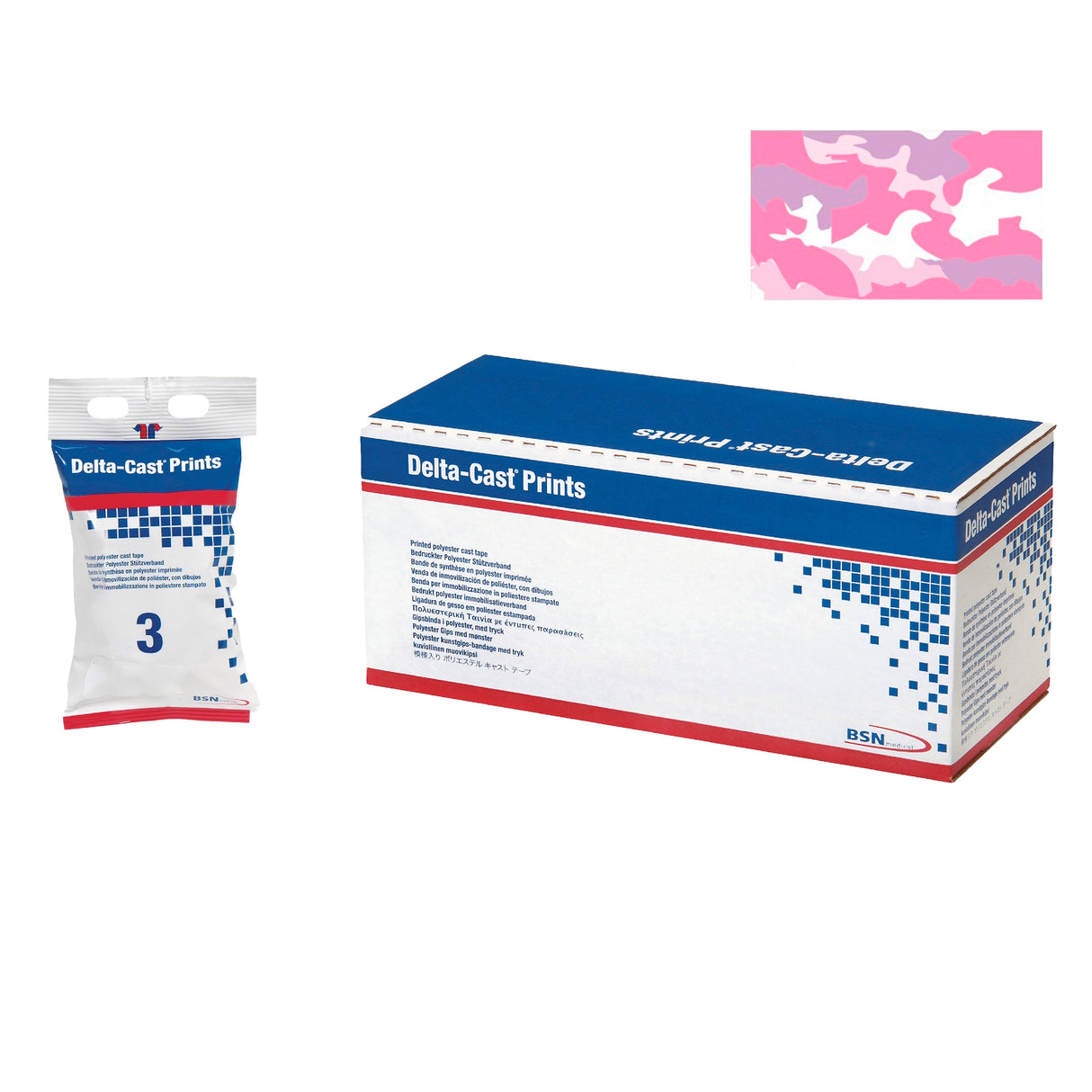 Cast Tape Delta-Cast® Prints 3 Inch X 12 Foot Polyester Pink Camouflage - BeHope
