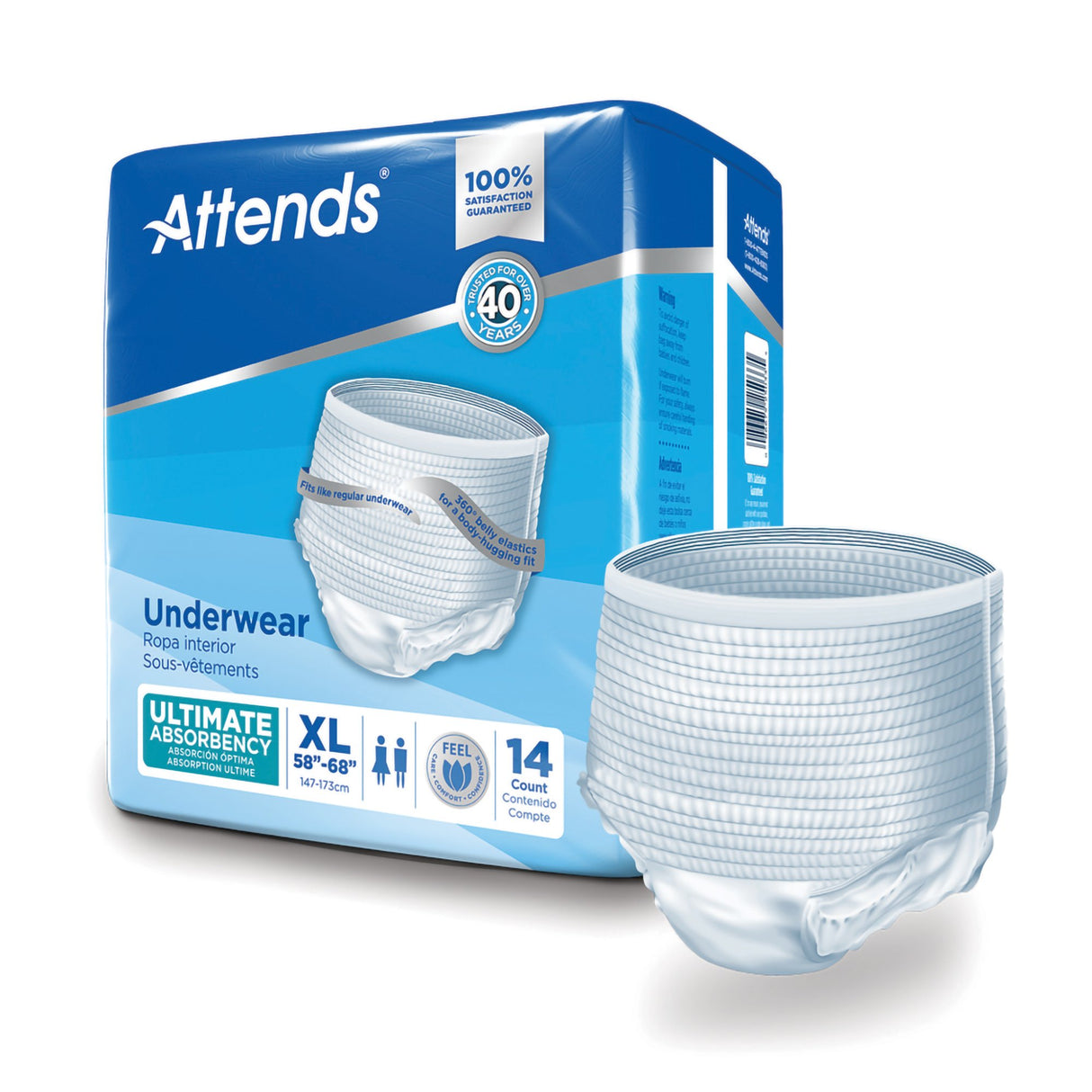 Unisex Adult Absorbent Underwear Attends® Pull On with Tear Away Seams X-Large Disposable Heavy Absorbency - BeHope