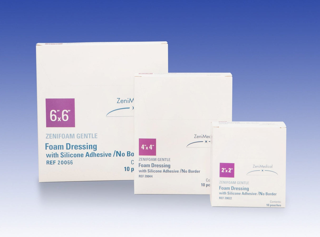 Foam Dressing Zenifoam Gentle 4 X 5 Inch Without Border Waterproof Backing Silicone Face Rectangle Sterile - Behope