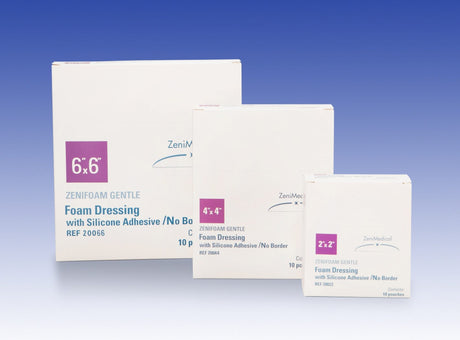 Foam Dressing Zenifoam Gentle 4 X 5 Inch Without Border Waterproof Backing Silicone Face Rectangle Sterile - Behope
