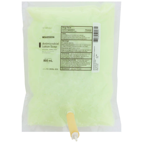 Antimicrobial Soap McKesson Lotion 800 mL Dispenser Refill Bag Herbal Scent - BeHope
