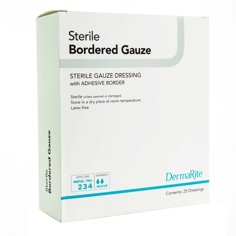 Island Dressing DermaRite® Bordered Gauze 4 X 5 Inch Rectangle Sterile - BeHope