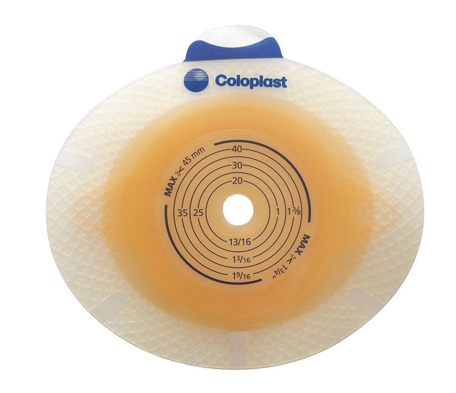 Ostomy Barrier SenSura® Click Trim to Fit, Standard Wear Double Layer Adhesive 70 mm Flange Yellow Code System 5/8-2-1/16 Inch Opening - BeHope
