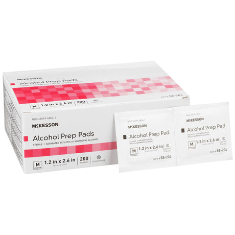 Alcohol Prep Pad McKesson 70% Strength Isopropyl Alcohol Individual Packet Medium Sterile - BeHope